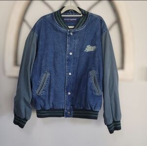 *Vintage* Men's Swingster Denim Bomber Varsity Letterman Jacket Size Large